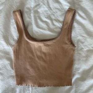 Topshop Lace Trim Knit Tank Top